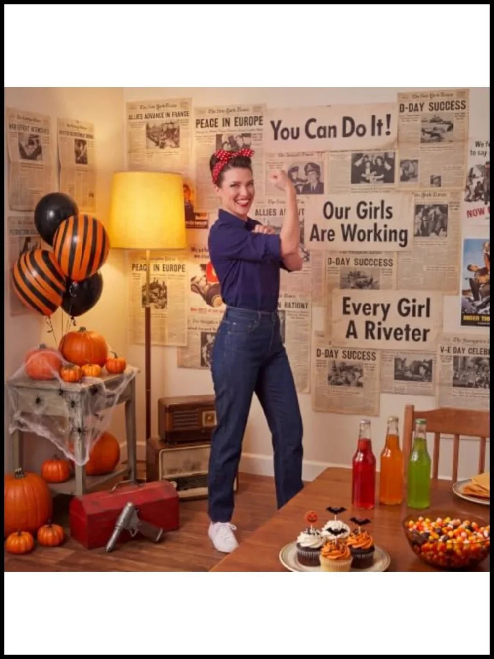 Halloween Rosie Costume Headband & Patch Set